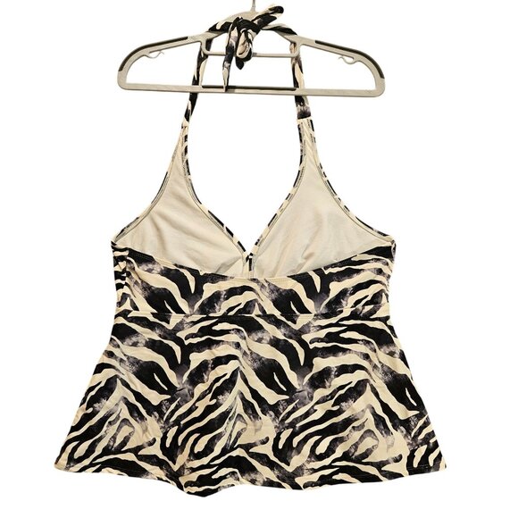 Catalina Women's Swimsuit Top (only) Black Zebra, Plus Size 2X halter neck tie - Picture 2 of 12